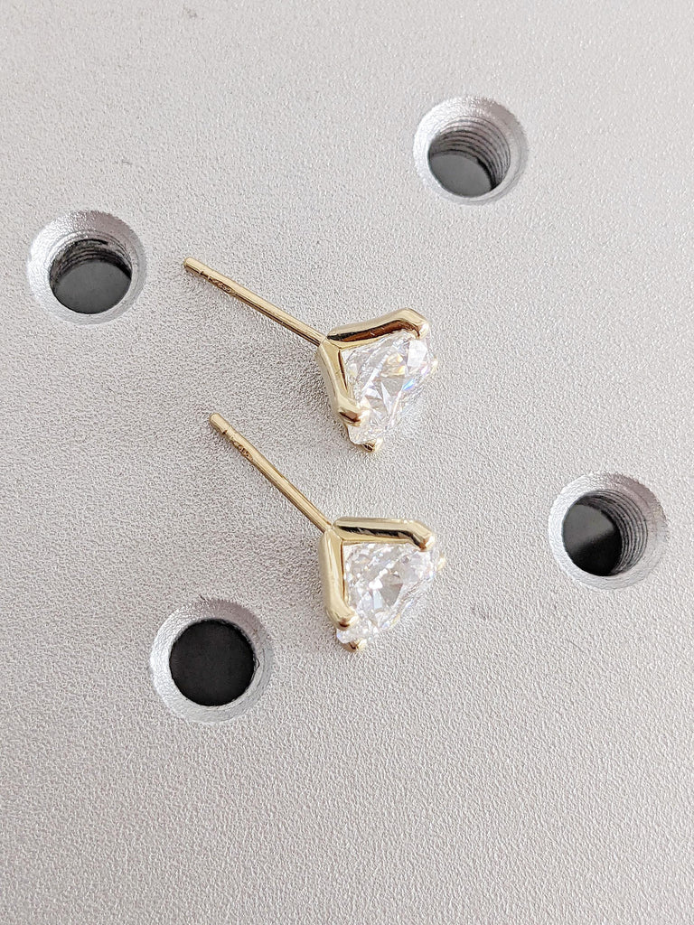 2CT Certified Real Lab Created Diamond Earrings | Diamond Earrings Round Studs | 14K Yellow Gold Lab Grown Earring Studs | 14K Gold Earrings