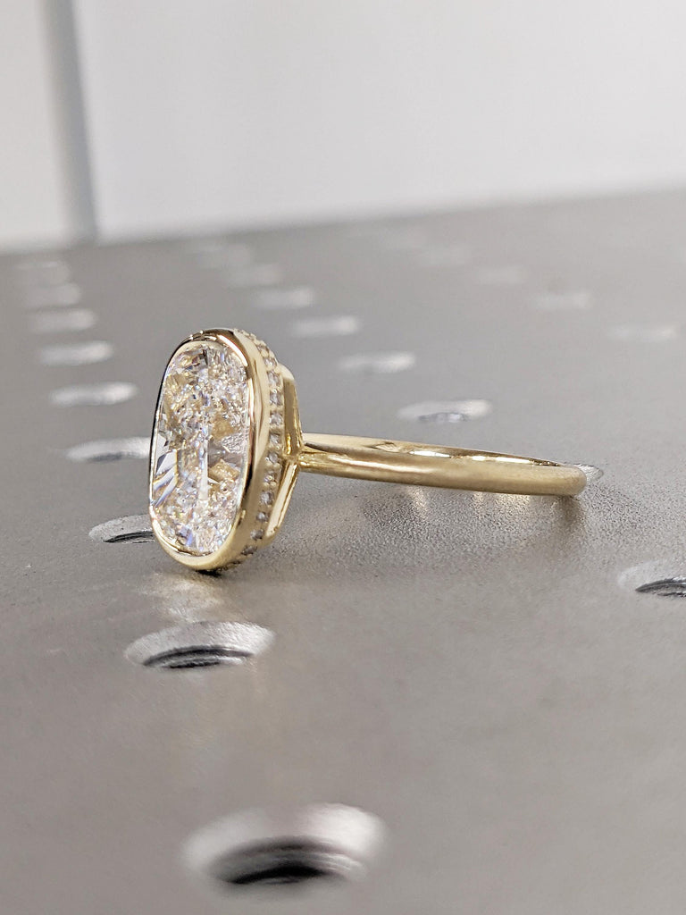 0.5-4ct Moissanite Anniversary Ring | 14K Solid Gold Wedding Rings for Women | Hidden Halo Moissanite Statement Ring | Birthday Gift for Her