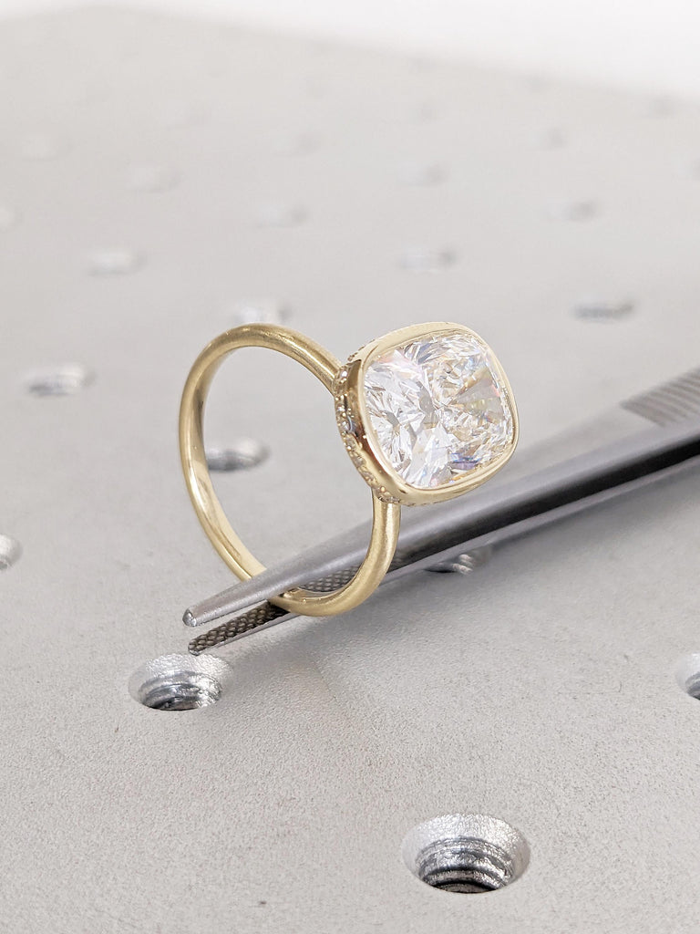 0.5-4ct Moissanite Anniversary Ring | 14K Solid Gold Wedding Rings for Women | Hidden Halo Moissanite Statement Ring | Birthday Gift for Her