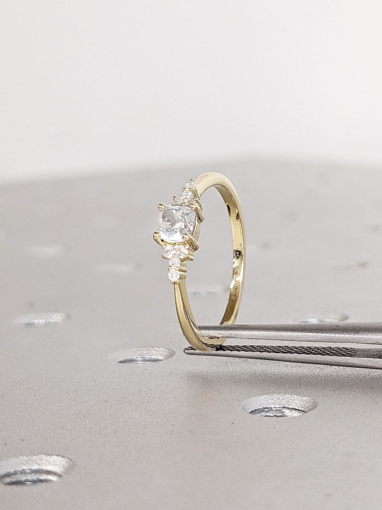 VVS White Moissanite Art Deco Promise Anniversary Ring | 14k Gold Rings for Women | Gift for Her