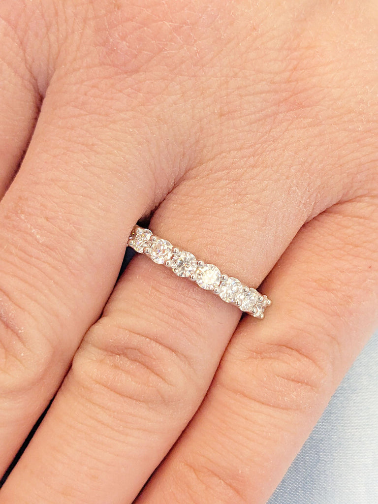14k White Gold Diamond Wedding Band | Woman Diamond Jewelry | Round cut VVS Moissanite Cluster Ring | Certified Lab Diamond | Unique Ring