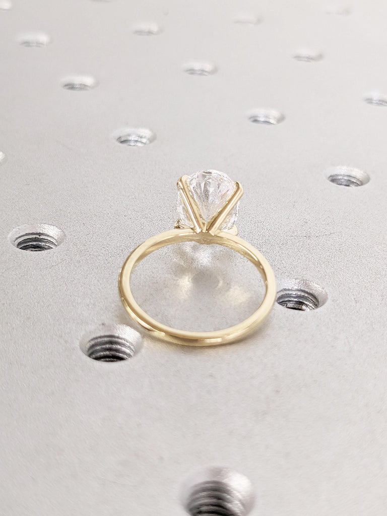 Oval Moissanite Engagement Ring, Dainty 14k Yellow Gold Wedding Ring, Solitaire Moissanite Ring, Promise Rings for Women, Anniversary Gift