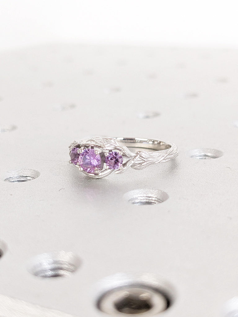 Lab Alexandrite Ring, Platinum Wedding Ring, Art Deco Leaf Ring, Art Deco Nature Inspired Alexandrite Ring, Unique Engagement Gift for Her
