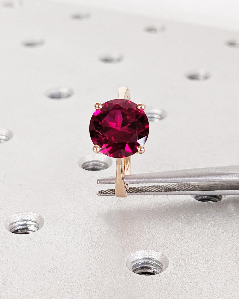 Ruby Ring, Unique Engagement Ring, Solitaire Ring, Round Ruby Ring, Ruby Jewelry, Ruby Solitaire, Gemstone Solitaire, Beautiful Ring, Red
