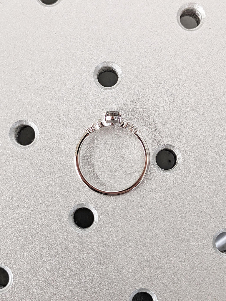 Salt and Pepper Diamond Ring | 18k White Gold Diamond Ring | Unique Anniversary Ring | Art Deco Engagement Rings | Wedding Anniversary Gift