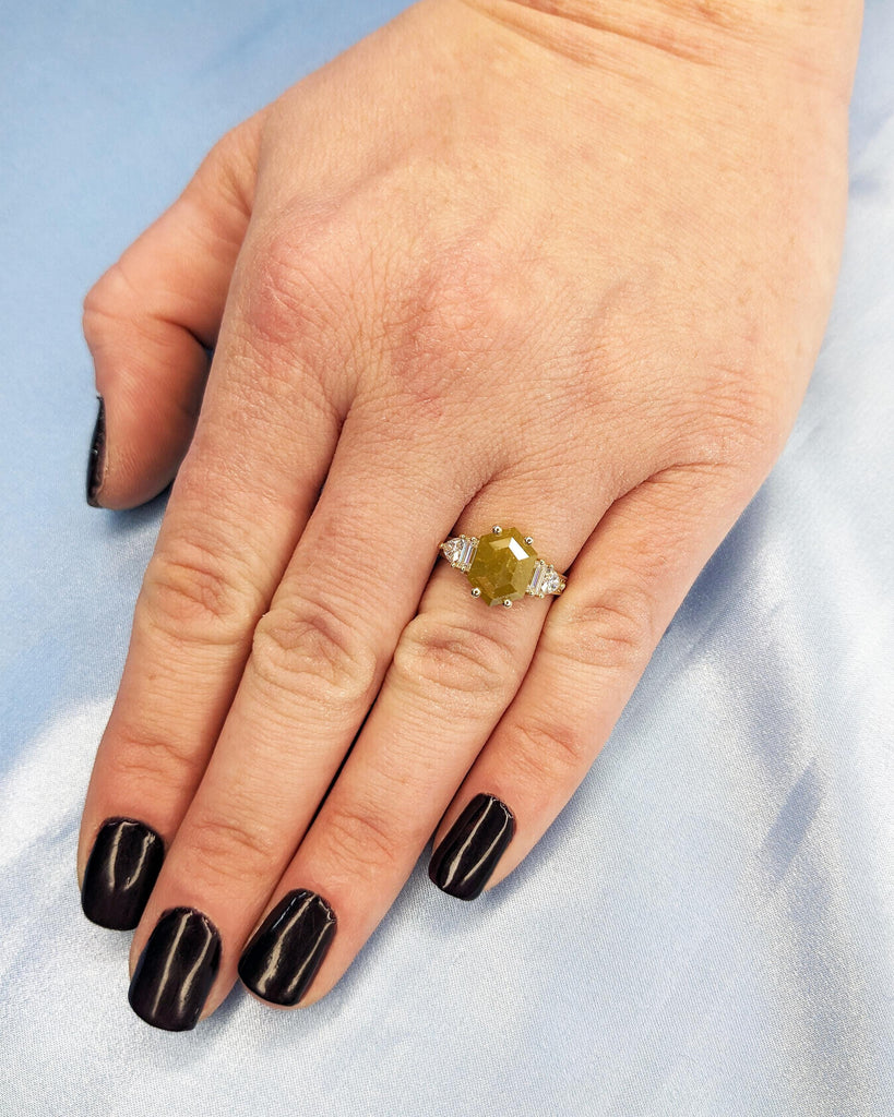2.25ct Natural Yellow Diamond Wedding Ring | 14k Yellow Gold Engagement Ring | Art Deco Promise Ring for Her