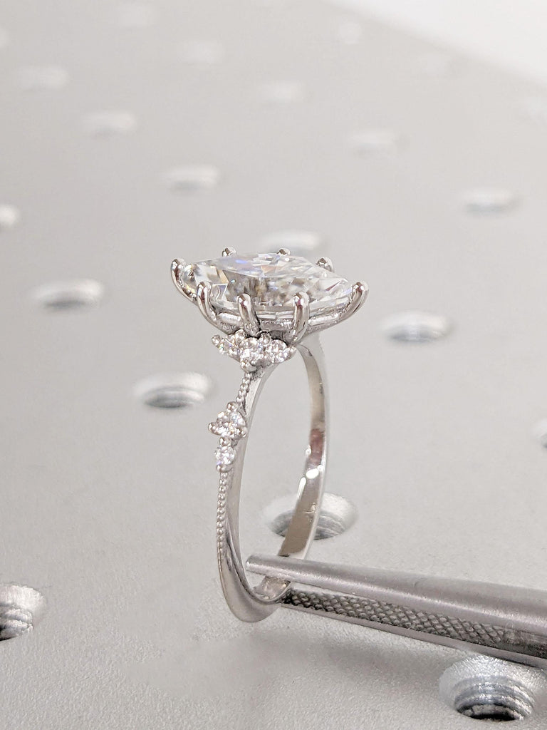 Art Deco Promise Ring | Platinum Moissanite Ring | 1.5CT Engagement Ring | Marquise cut Ring