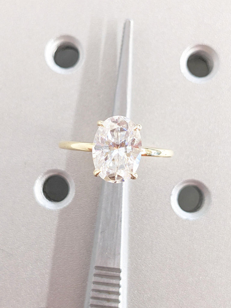 Oval Lab Grown Diamond Engagement Ring | Solitaire Wedding Ring | 1st Anniversary Ring Gift for Her | Simple Oval Diamond Ring for Proposal