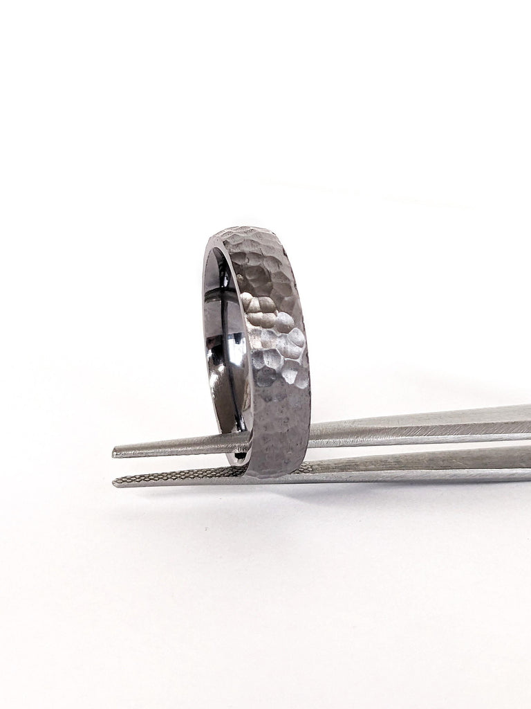 Tantalum Wedding Ring Band, 5mm Width. Matt/Brushed Finish, Comfort Fit FREE Engraving! Mens Alternative Dark Metal Ring