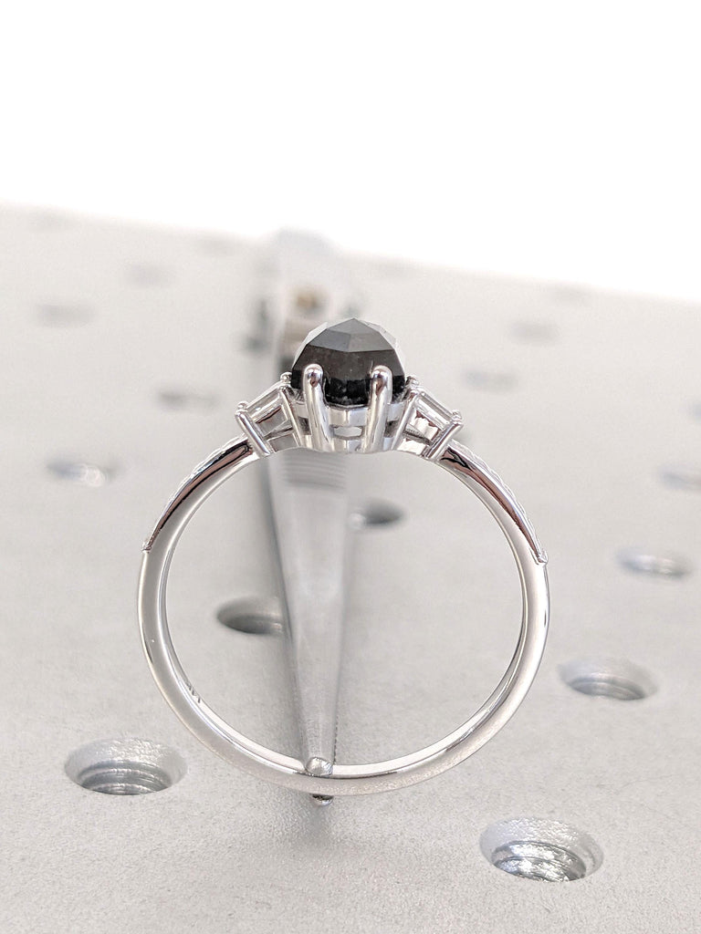 Hexagon Cut Engagement Ring | 1.5 Carat, 2CT Natural Black Diamond Stone Ring | White Gold Promise Ring | Hexagon Cut Diamond | Gift For Her