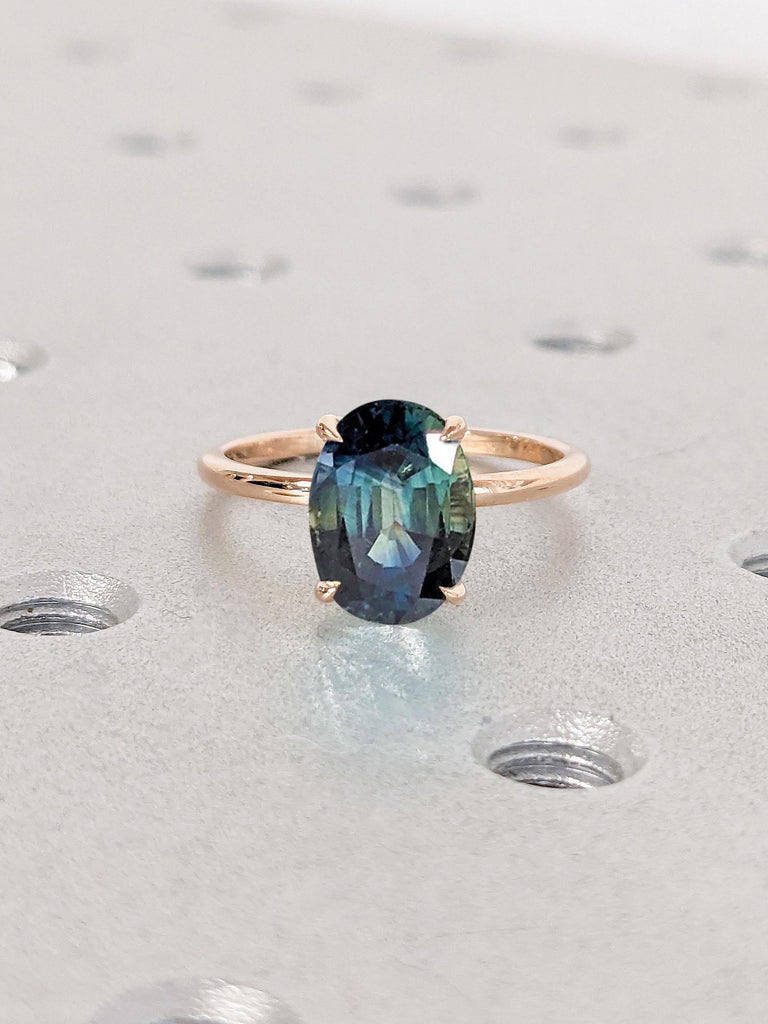 Oval Sapphire Ring | Solid Rose Gold Ring | Sapphire Solitaire Engagement Ring for Her | Women Wedding Ring