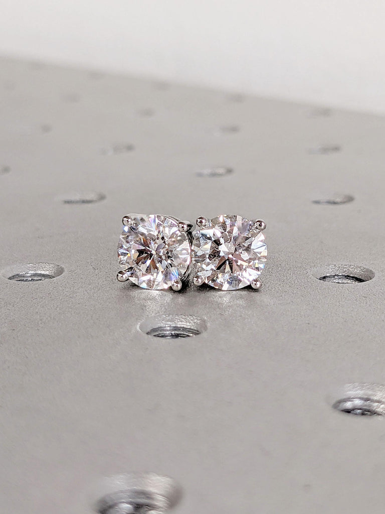 2 Carat Certified Lab Grown Diamond Earrings | Round cut Lab Diamond IGI Diamond | Woman Bridal Earrings | Screw Back Stud Earrings | Gold or Platinum Earrings