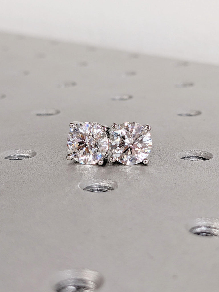 2 Carat Certified Lab Grown Diamond Earrings | Round cut Lab Diamond IGI Diamond | Woman Bridal Earrings | Screw Back Stud Earrings | Gold or Platinum Earrings