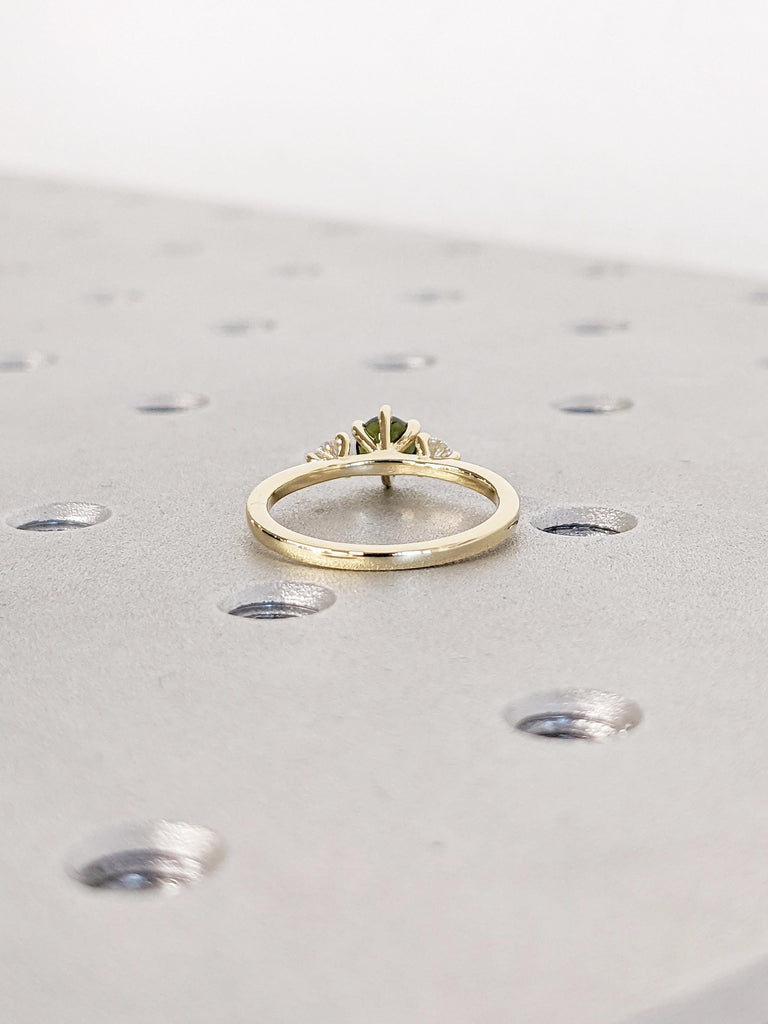 14k Yellow Gold Tourmaline Anniversary Ring, Green Tourmaline Ring, Vintage Promise Ring, Wedding Anniversary Gift for Mom, Birthstone Ring