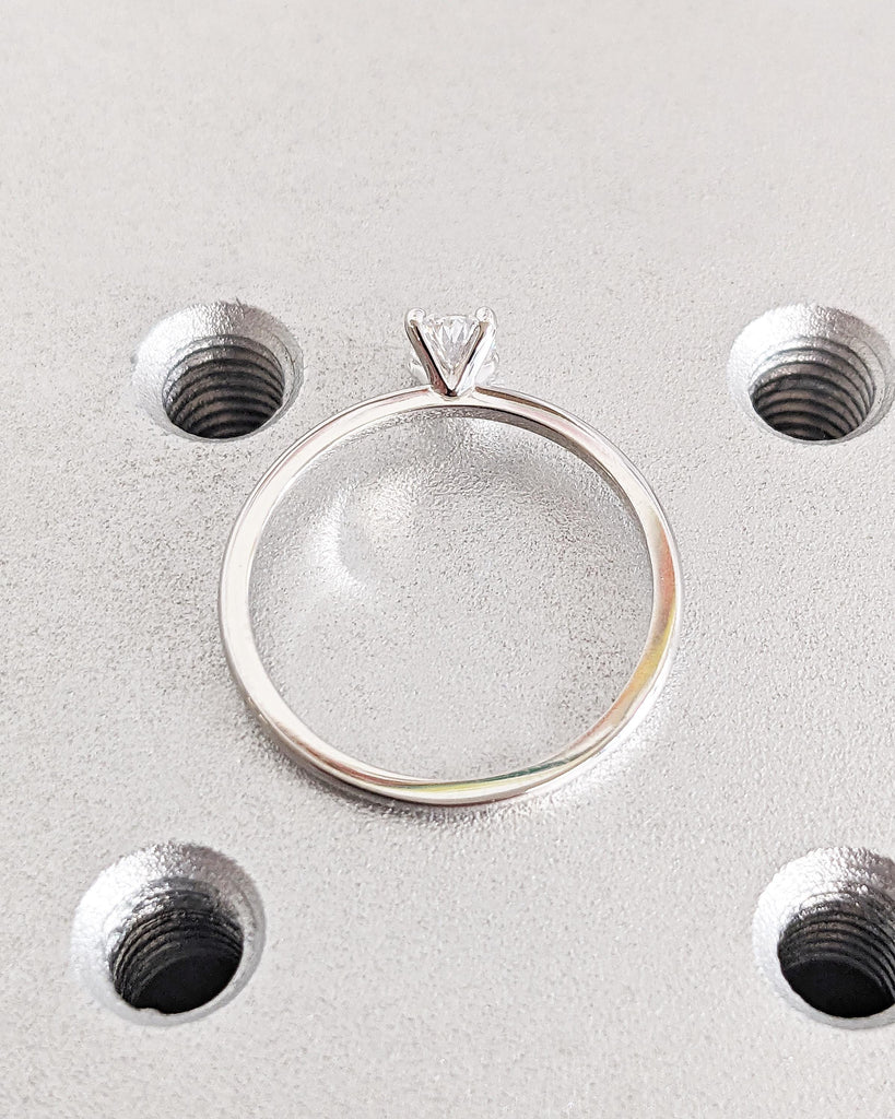 Petite Oval Lab Diamond Ring, Thin Band Oval Engagement Ring, 14K Gold Solitaire Ring, Minimalist Wedding Ring, Dainty Promise Ring For Her