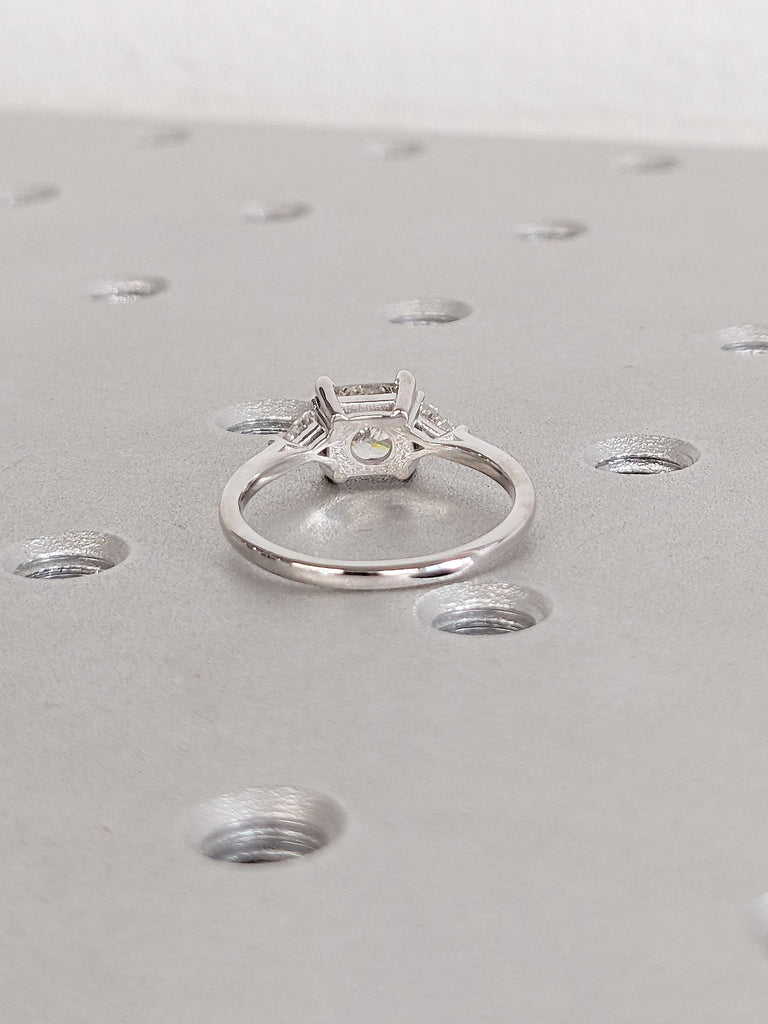 1ct, 1.5ct Certified Man Made Diamond Princess cut Engagement Ring | 14k Solid White Gold Ring | Unique Triangle Diamond and Moissanite Ring
