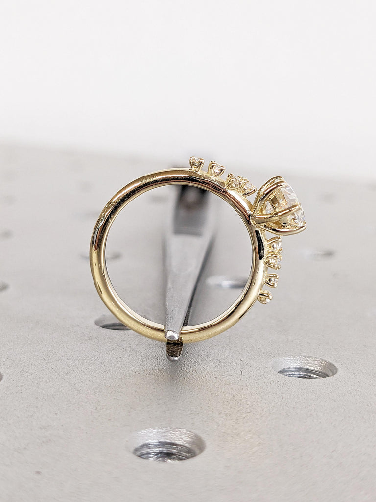 0.5-4ct Oval Cut Moissanite Ring, Dainty 14k Yellow Gold Wedding Ring, Art Deco Moissanite Engagement Ring, Unique Anniversary Gift for Wife