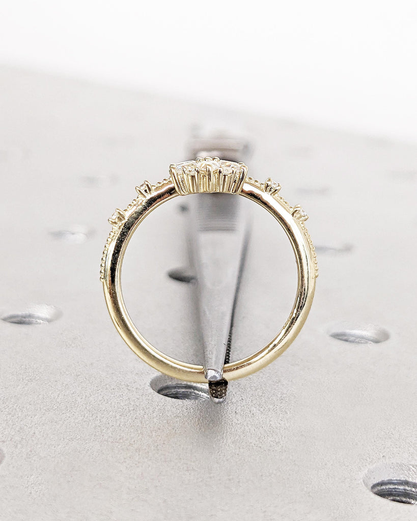 14K Gold Flower Lab Grown Diamond Engagement Ring / Lab Diamond Flower Cluster Ring / Daisy Flower Ring / Dainty Floral Promise Ring for Her