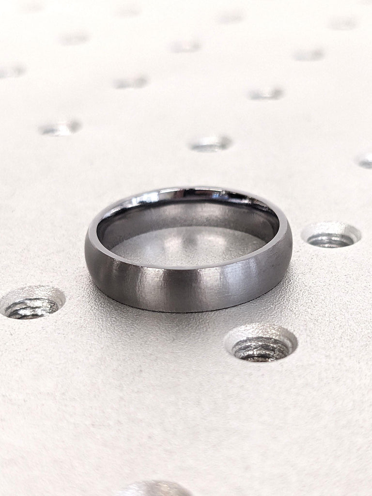 Tantalum Mens Ring, 5mm Dark Grey Dome Brush Finish Ring, Hypoallergenic Comfort Fit Mens Wedding Band, Wedding Anniversary Gift for Him