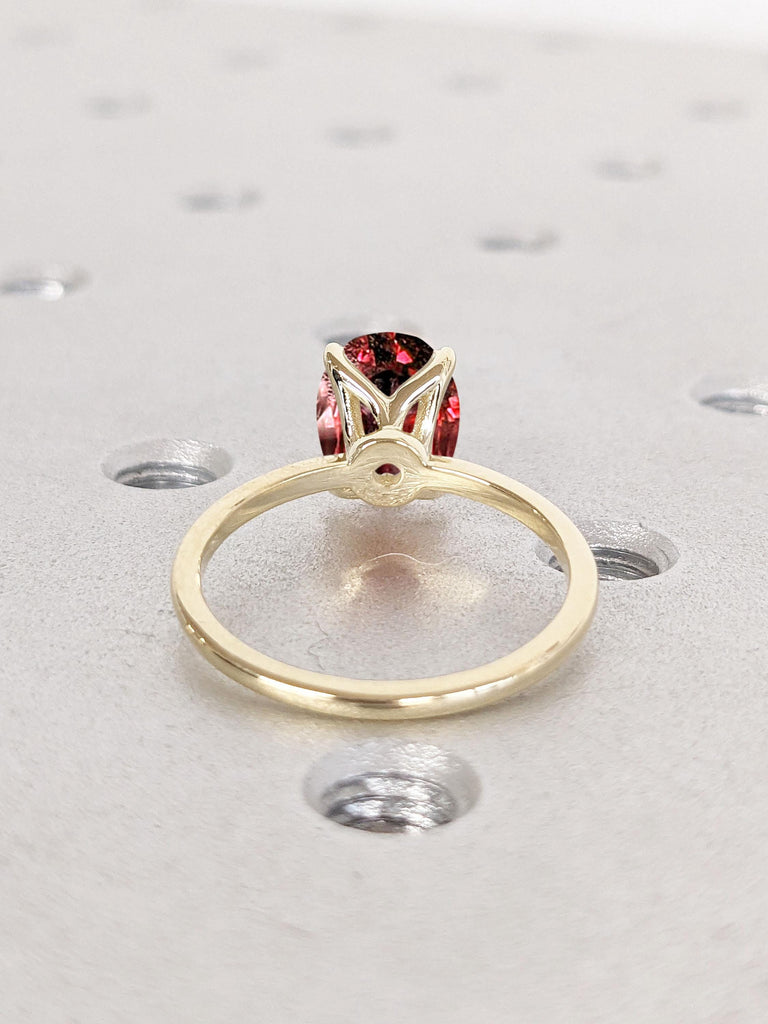 14k Yellow Gold Nature Inspired Engagement Ring | 1 Carat, 2ct Ruby Ring | Thin Gold Ring | Unique Promise Anniversary Ring Gift for Wife