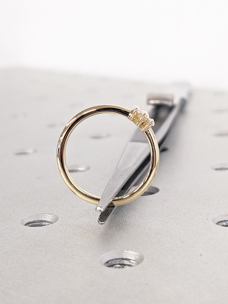 Marquise Cut Three Stone Diamond Ring | Dainty 14k Yellow Gold Wedding Rings for Women | Moissanite Three Stone Ring | Promise Ring for Her