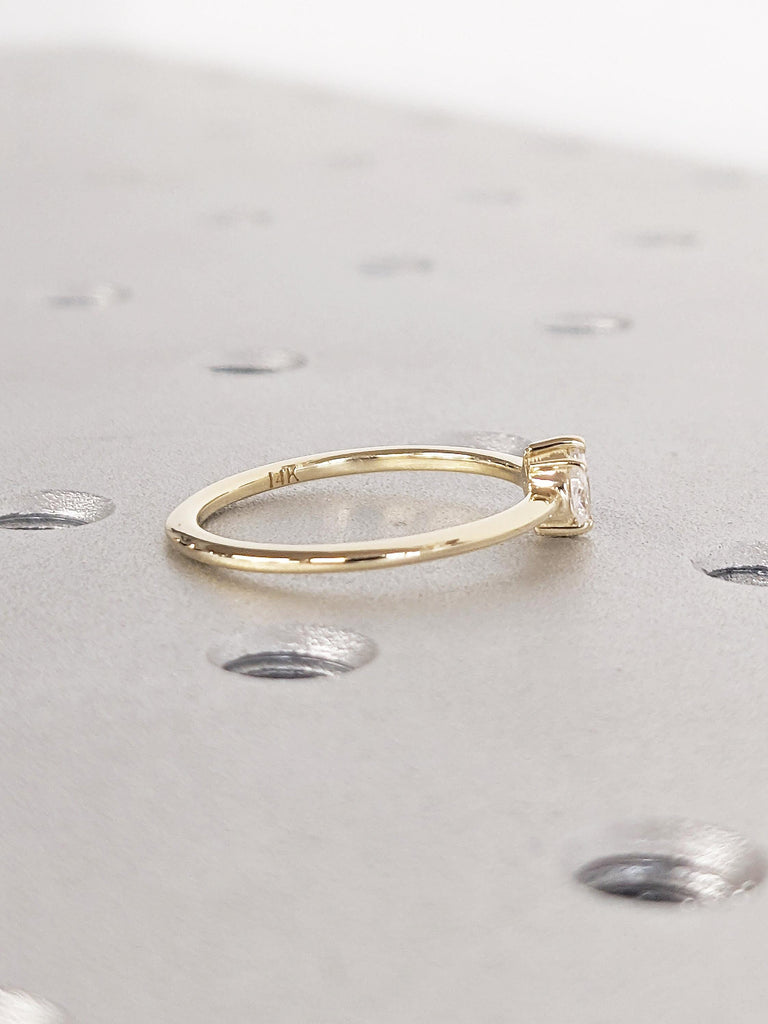 Marquise Cut Three Stone Diamond Ring | Dainty 14k Yellow Gold Wedding Rings for Women | Moissanite Three Stone Ring | Promise Ring for Her