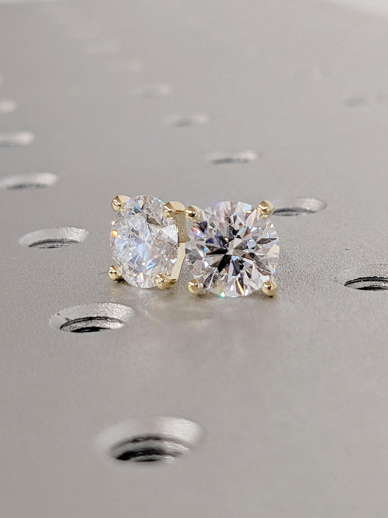 Moissanite Earrings | 1ct. Round-cut Moissantie | Push Back Stud Earrings Solitaire | 14k Yellow / White / Rose Gold, Platinum Earrings