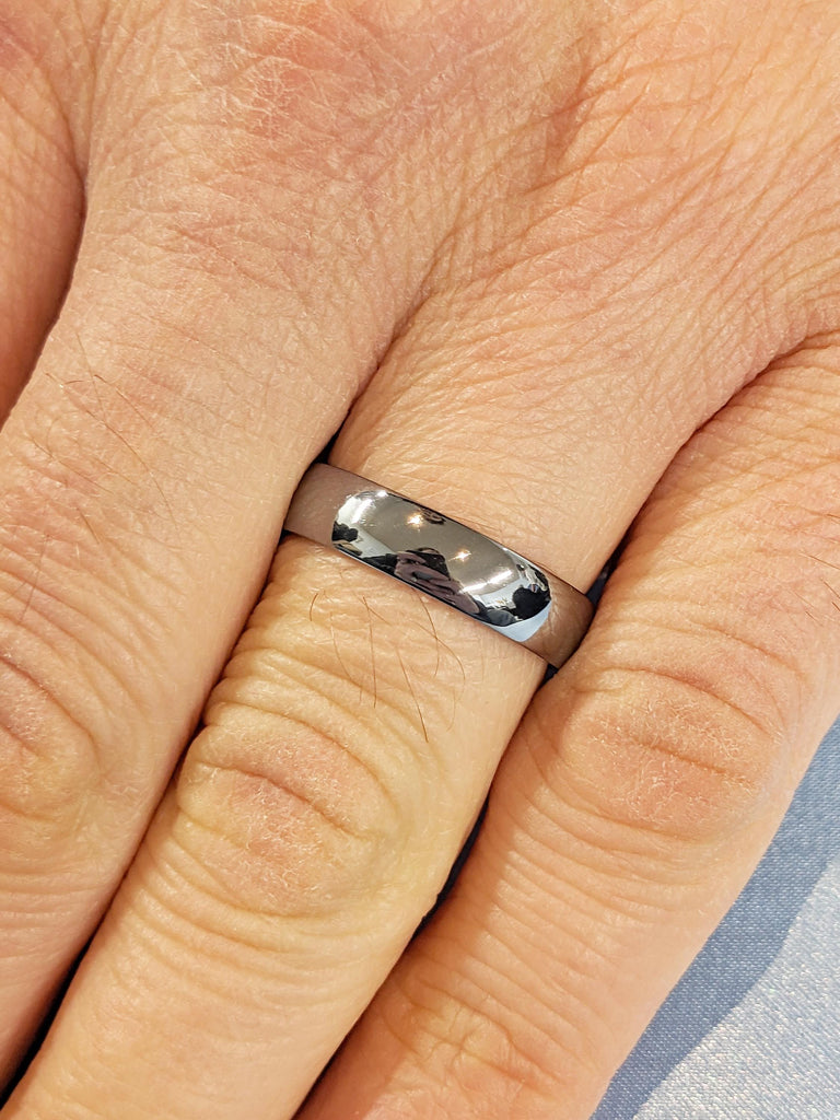5mm Tantalum Mens Ring, Dark Grey Dome Polished Finish Ring, Hypoallergenic Comfort Fit Mens Wedding Band, Wedding Anniversary Gifts for Men