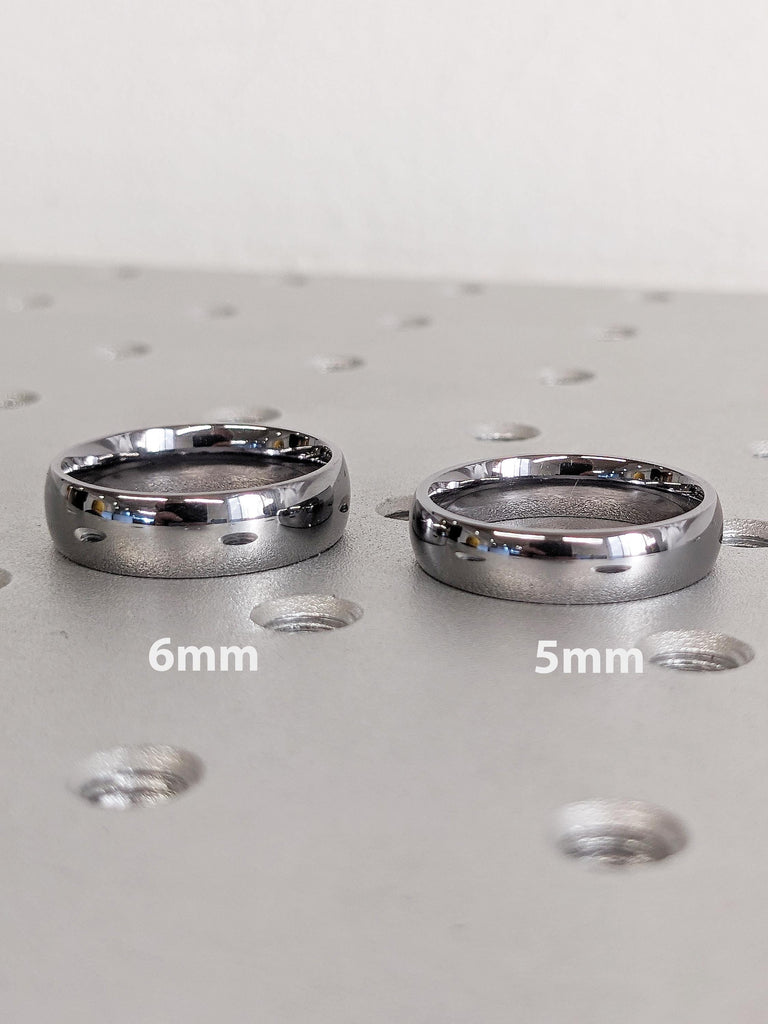 6mm Court Shape Gunmetal Gray Tantalum Mens Wedding Band | Hypoallergenic Alternative Metal Rings for Him | Simple Wedding Ring Comfort Fit