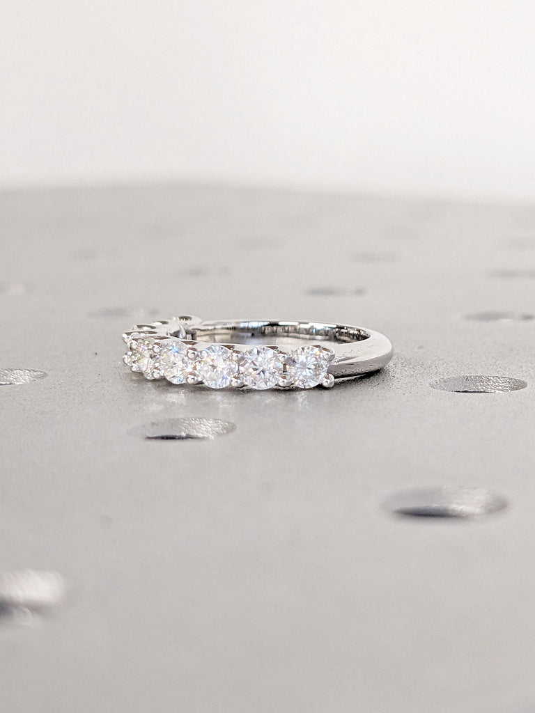 Multi Stone Ring / Half Eternity Diamond Ring / Moissanite Half Eternity Wedding Band / 14K White Rose Yellow Solid Gold Wedding Ring Women