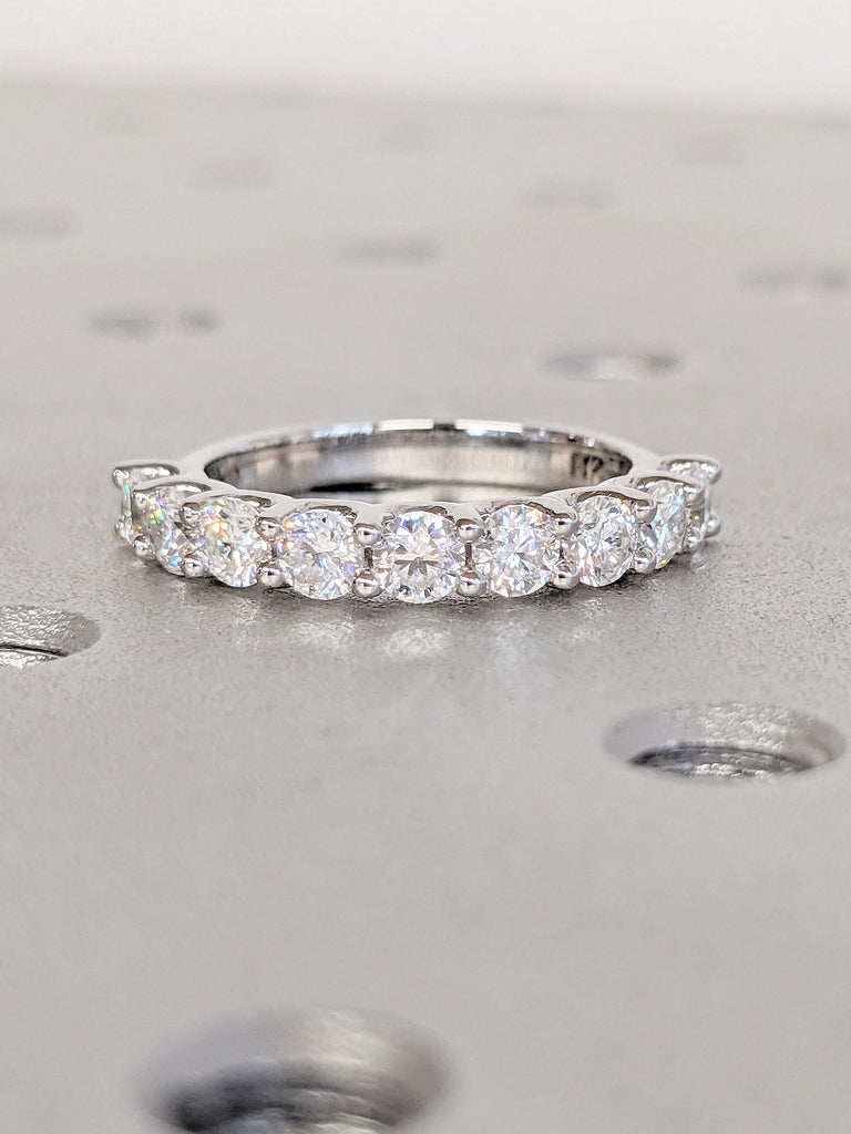 9 Stone Lab Created Diamond Wedding Anniversary Ring Gift for Wife | 14k White Gold Promise Ring | Prong set Ring