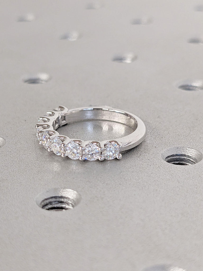 Multi Stone Ring / Half Eternity Diamond Ring / Moissanite Half Eternity Wedding Band / 14K White Rose Yellow Solid Gold Wedding Ring Women