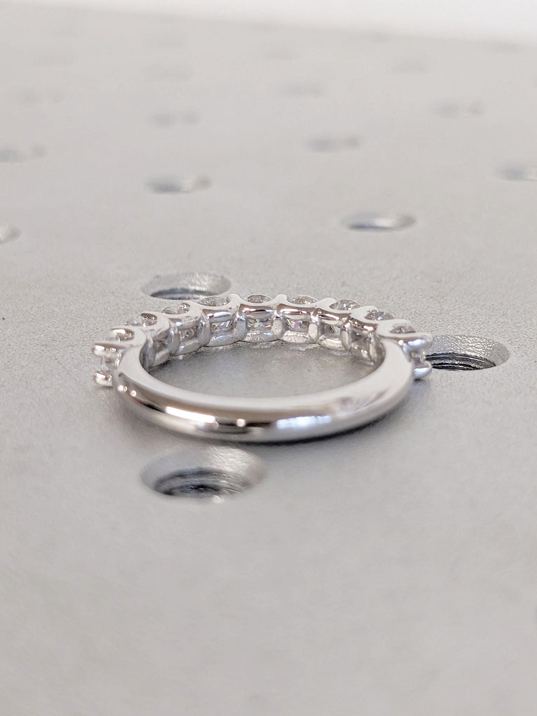 14k White Gold Diamond Wedding Band | Woman Diamond Jewelry | Round cut VVS Moissanite Cluster Ring | Certified Lab Diamond | Unique Ring