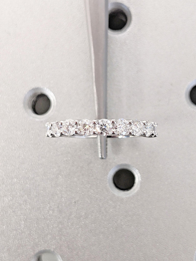 14k White Gold Diamond Wedding Band | Woman Diamond Jewelry | Round cut VVS Moissanite Cluster Ring | Certified Lab Diamond | Unique Ring