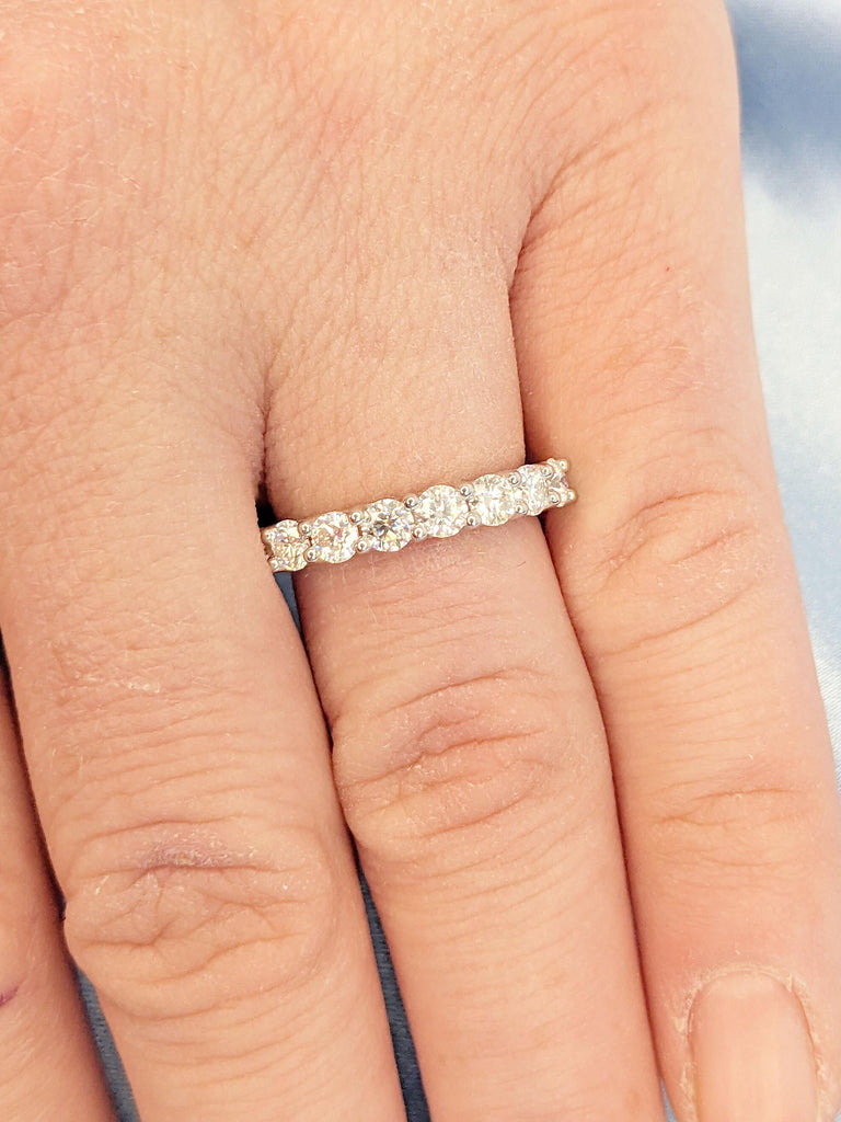 14k White Gold Diamond Wedding Band | Woman Diamond Jewelry | Round cut Lab Diamond Cluster Ring