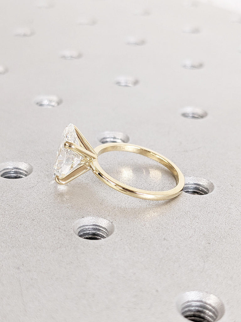 Oval Moissanite Engagement Ring, Dainty 14k Yellow Gold Wedding Ring, Solitaire Moissanite Ring, Promise Rings for Women, Anniversary Gift