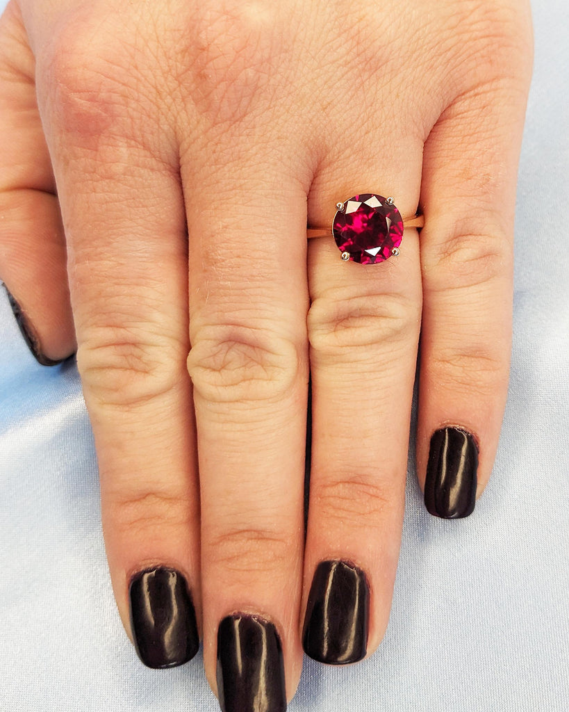 Ruby Ring, Unique Engagement Ring, Solitaire Ring, Round Ruby Ring, Ruby Jewelry, Ruby Solitaire, Gemstone Solitaire, Beautiful Ring, Red