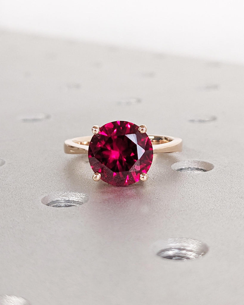 Ruby Ring, Unique Engagement Ring, Solitaire Ring, Round Ruby Ring, Ruby Jewelry, Ruby Solitaire, Gemstone Solitaire, Beautiful Ring, Red