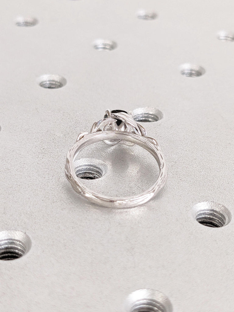 Nature Inspired Engagement Ring | Black Diamond Wedding Rings | Black Diamond Gold Rings for Women | Gothic Engagement | Anniversary Gift