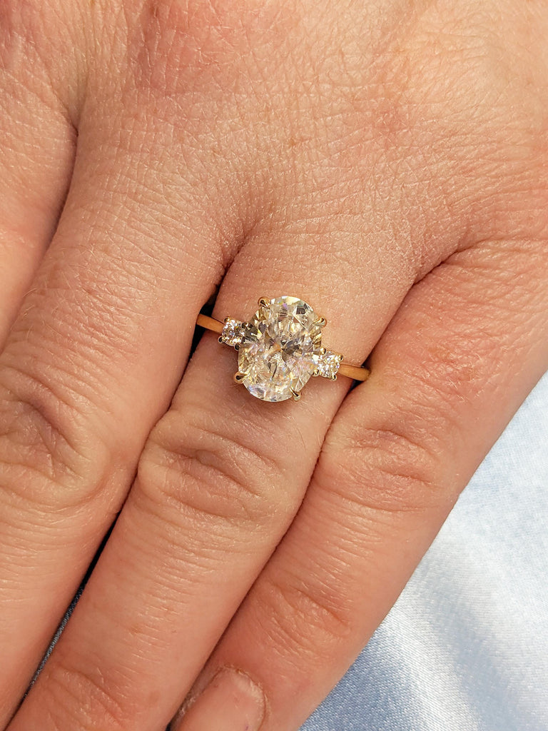 0.5-4ct Moissanite Ring, 14k Gold Engagement Ring, Wedding Rings Women, Personalized Ring, Oval and Round Moissanite Rings, Proposal Ring