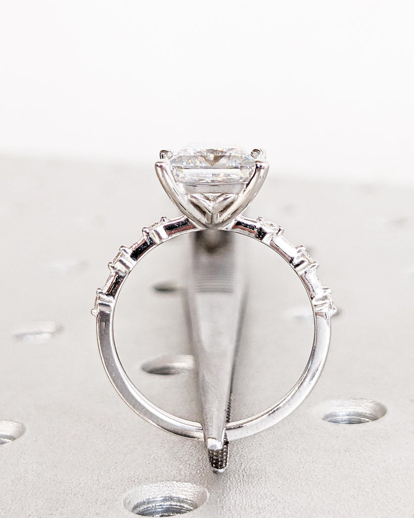 Unique Engagement Ring Princess Cut Moissanite Ring, Square Engagement Ring, Princess Square Engagement Ring, White Gold Dainty Promise Ring