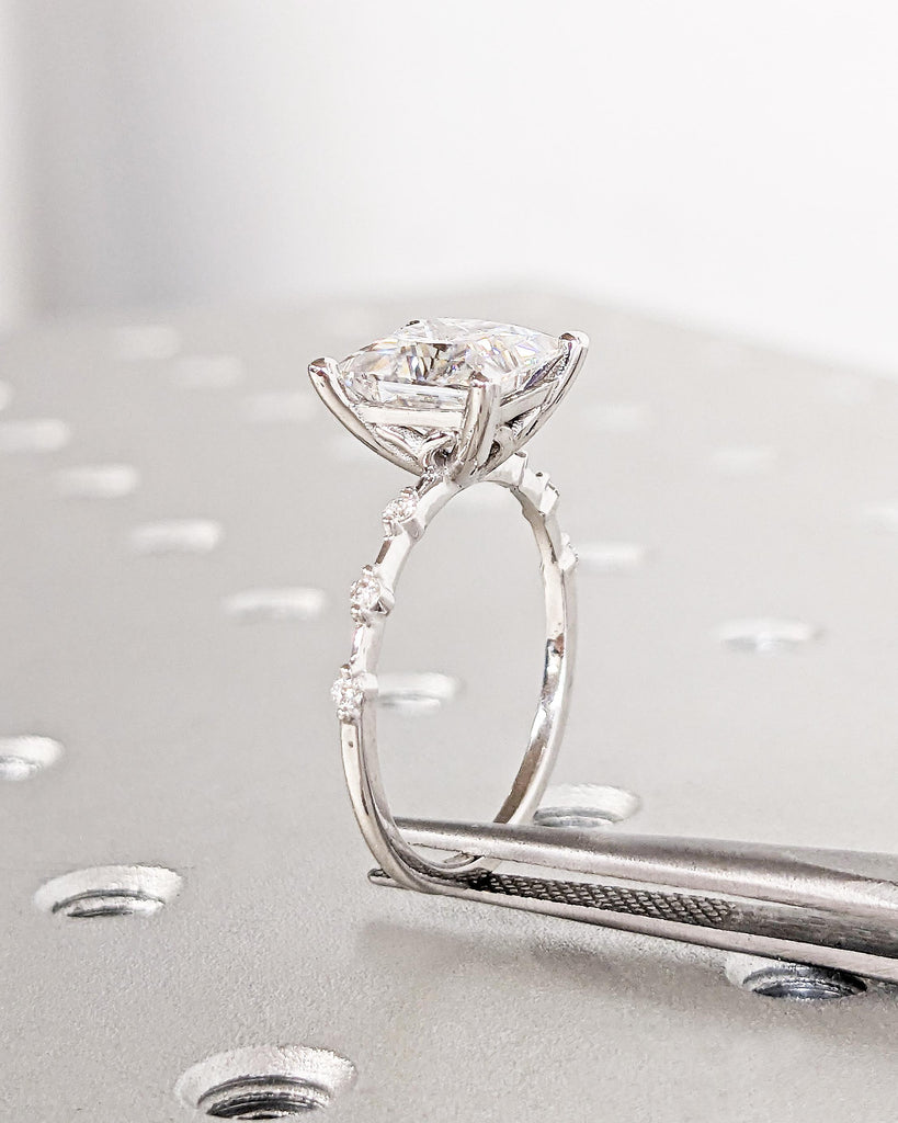 Unique Engagement Ring Princess Cut Moissanite Ring, Square Engagement Ring, Princess Square Engagement Ring, White Gold Dainty Promise Ring