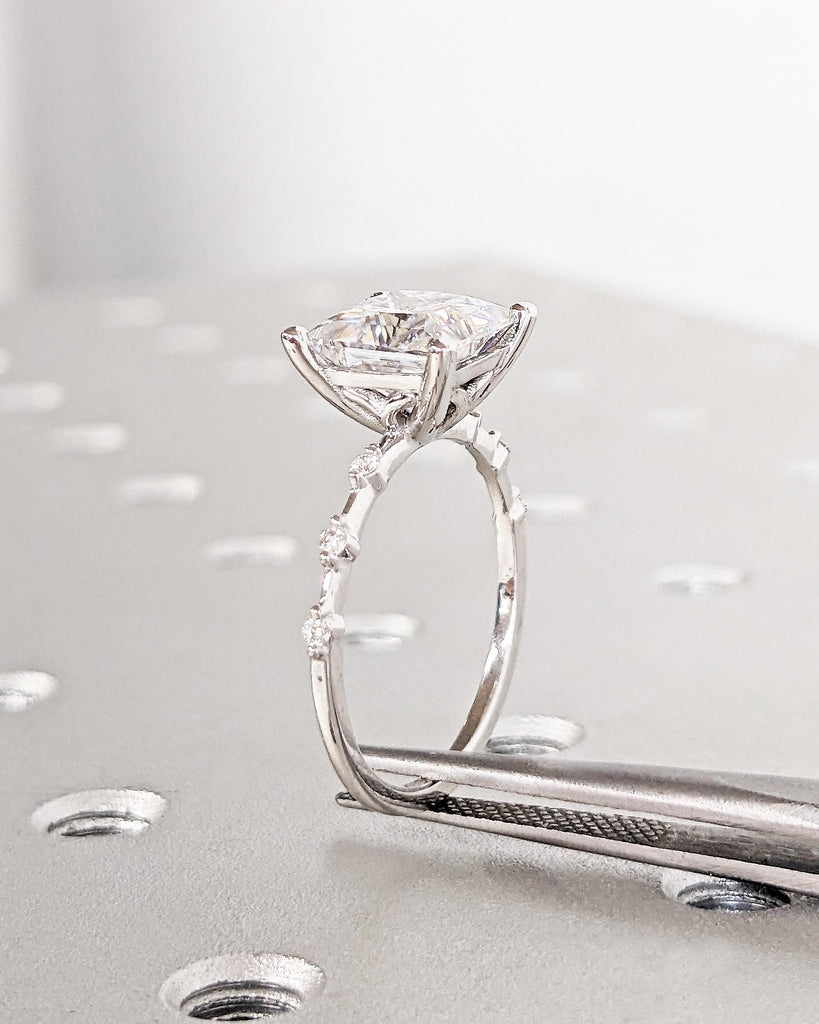 Unique Engagement Ring Princess Cut Lab Diamond Ring, Square Engagement Ring, Princess Square Engagement Ring White Gold Dainty Promise Ring