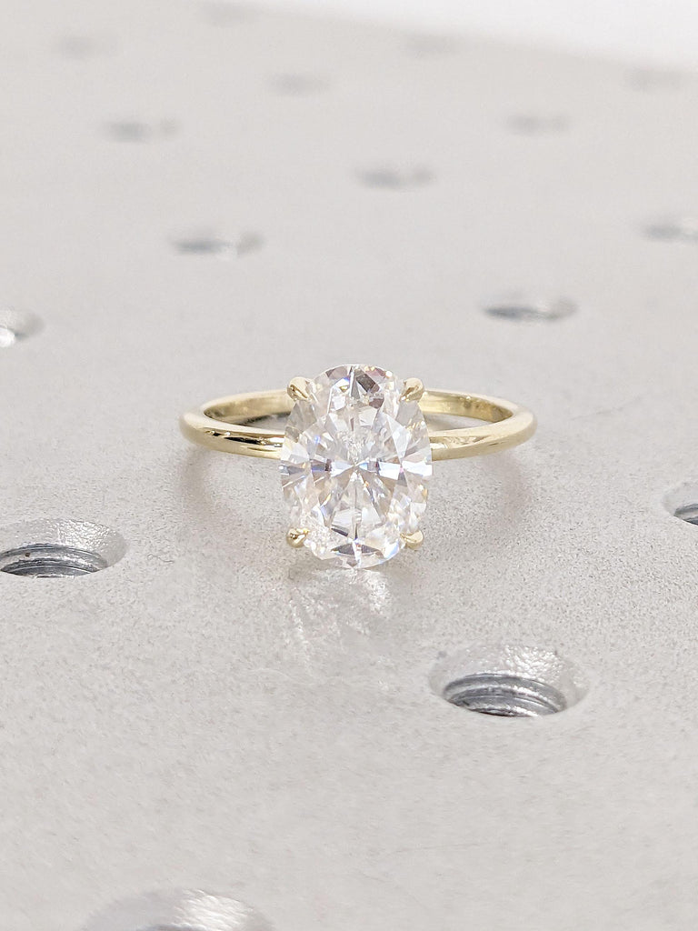 2CT Oval Cut Lab Grown Diamond Engagement Ring | 14k Gold Solitaire Promise Ring | Tulip Floral Ring | Certified Diamond | Anniversary Gifts