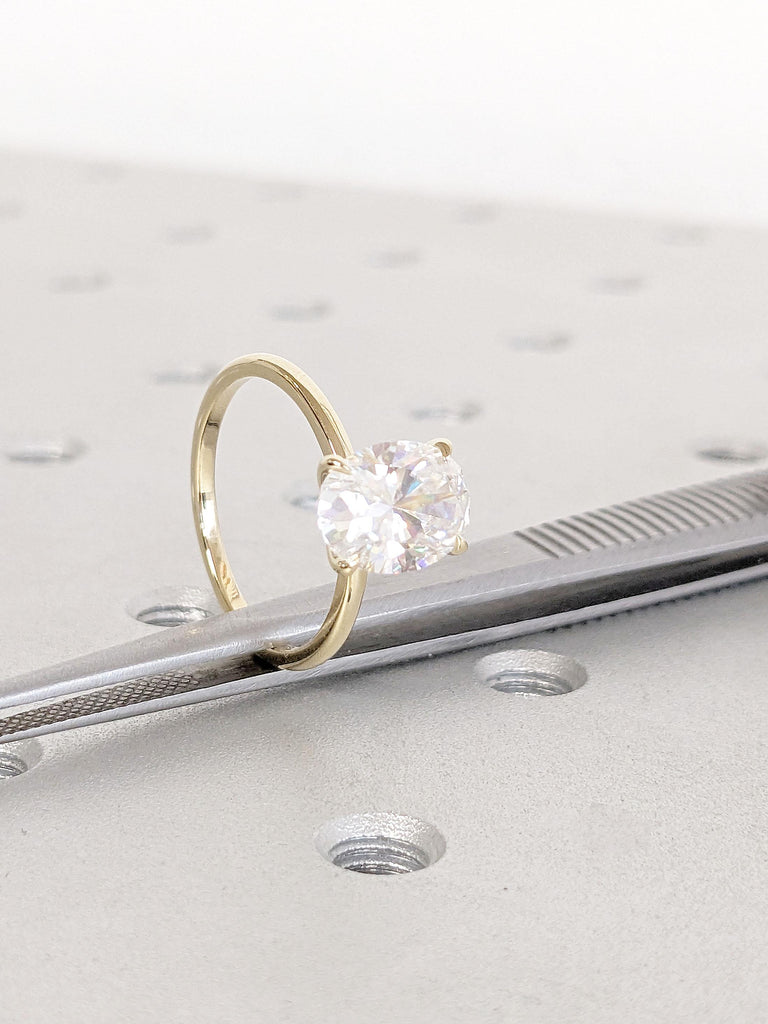 Oval cut Solitaire Ring | Dainty Promise Ring for Her | Certified Lab Diamond 2 Carat Engagement Ring
