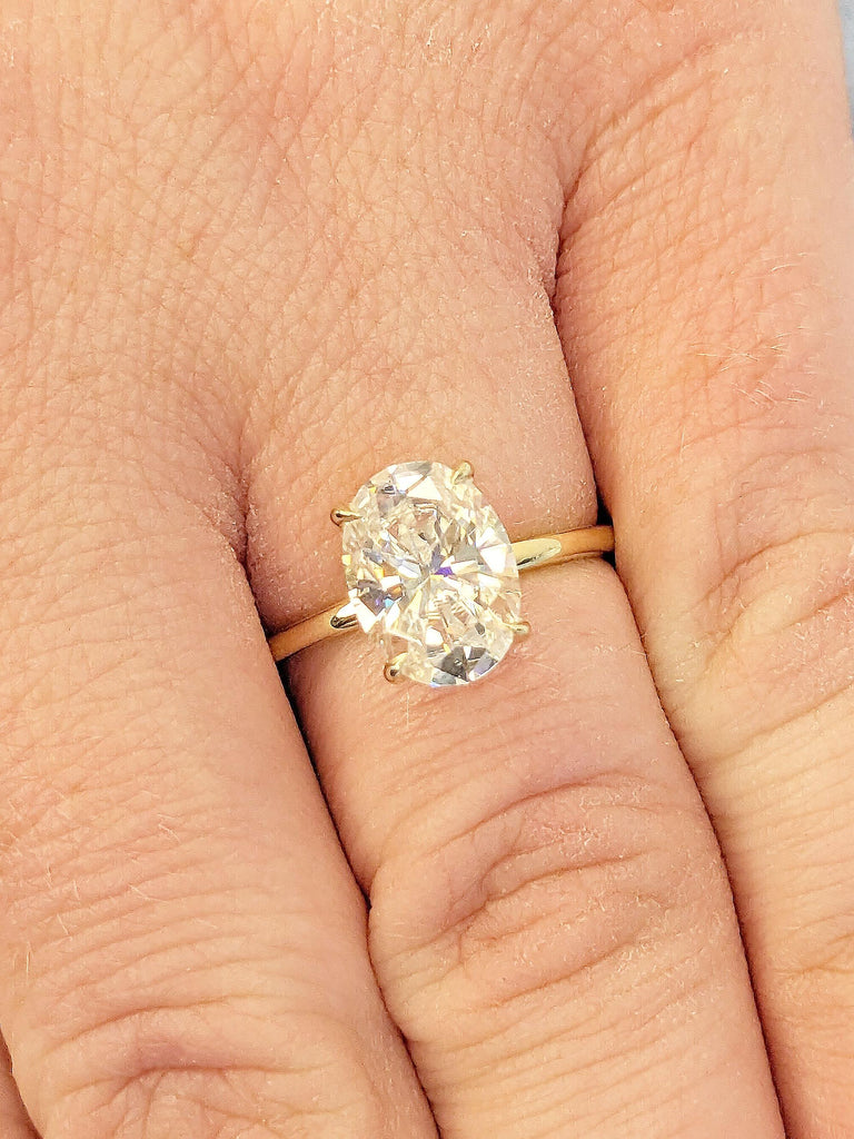 IGI Diamond Ring | Solid Yellow Gold Ring | Lab Created Diamond Engagement Ring for Her | Women Wedding Ring