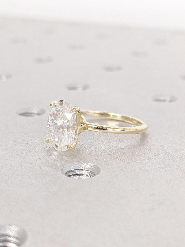 2ct Oval Moissanite Engagement Ring | Oval Solitaire Moissanite Ring 14k Solid Gold Ring | Anniversary Gift Ring Bridal Ring | Daily Ring