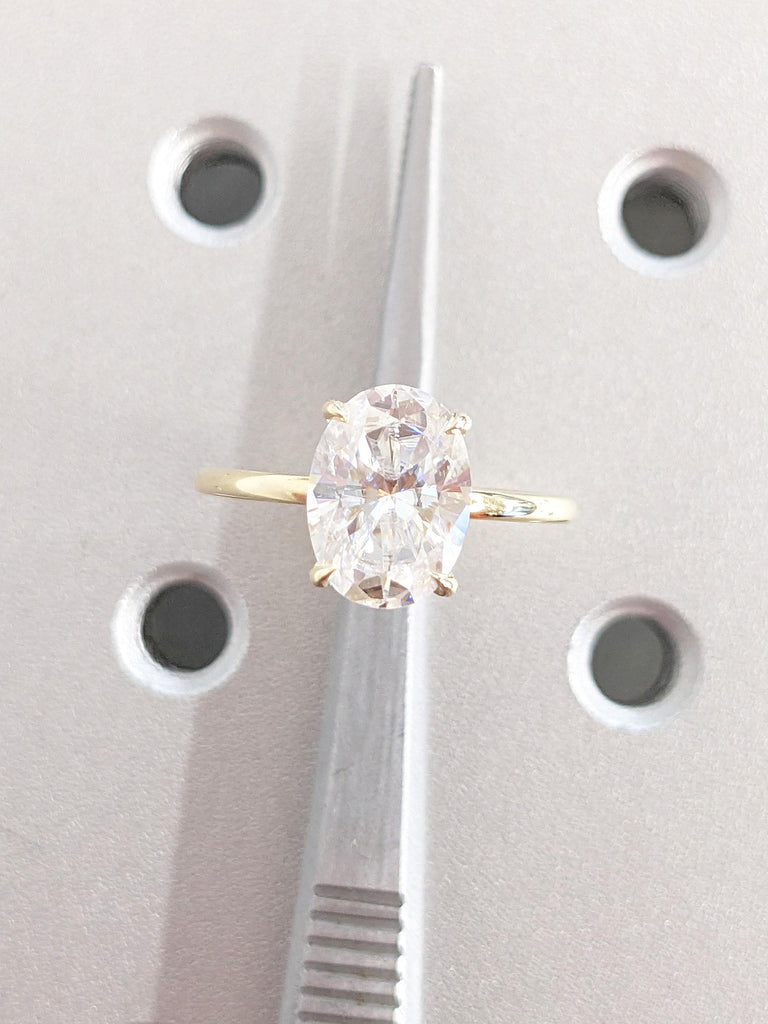 2 Carat Oval Moissanite Solitaire Ring Engagement Ring, 14k 18K