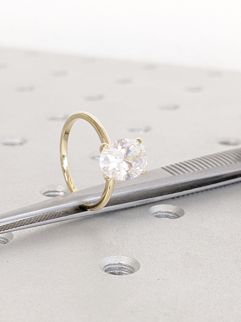 2ct Oval Moissanite Engagement Ring | Oval Solitaire Moissanite Ring 14k Solid Gold Ring | Anniversary Gift Ring Bridal Ring | Daily Ring