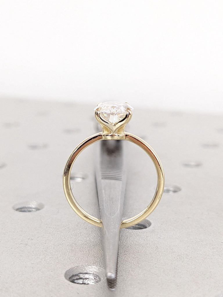 14k Yellow Gold Promise Ring | IGI Certified Oval Lab Grown Diamond Engagement Ring | 1ct/2ct Diamond Solitaire Ring for Her | Gift for Wife